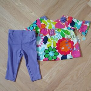 Carter's Colorful Floral Baby Outfit with Purple Leggings